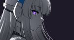  1girl black_background blue_archive blunt_bangs closed_mouth greyscale highres long_hair looking_at_viewer monochrome noa_(blue_archive) profile reia_76 simple_background solo upper_body violet_eyes 