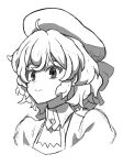  1girl ahoge hat highres iwanaga_kotoko kyokou_suiri lythdraws monochrome portrait short_hair sketch smile solo wavy_hair 