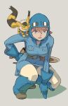  1girl animal animal_on_shoulder belt breasts brown_eyes brown_hair dress full_body gloves hat highres kaze_no_tani_no_nausicaa looking_at_viewer nausicaa open_mouth short_hair simple_background skirt solo sword teto_(nausicaa) urasato weapon 