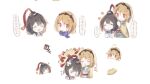  &gt;_&lt; ... 2others androgynous bandaid bandaid_on_head black_eyes black_hair black_headwear bow chibi chibi_inset chinese_commentary chinese_text closed_eyes closed_mouth commentary_request eye_of_senri eye_on_hat flying_sweatdrops food frown fruit green_kimono hairband hands_on_another&#039;s_head haori hat hat_ribbon head_only heart hitting holding_rod jacket japanese_clothes jinbei_(clothes) kariginu kimono layered_sleeves len&#039;en long_sleeves melon multiple_others no_mouth obi one_eye_closed open_clothes open_jacket open_mouth orange_eyes orange_hair orange_jacket purple_scarf red_bow red_hairband red_ribbon ribbon sash scarf senri_tsurubami short_hair smile sparkle speech_bubble sweatdrop translation_request triangle_mouth upper_body waist_bow white_background white_sash white_sleeves wide_sleeves yapiemo zuifeng_tenkai 