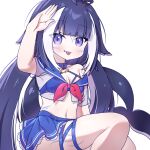  1girl blue_hair cross_(vgne4542) highres long_hair shylily shylily_(1st_costume) smile solo tail violet_eyes 