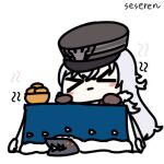 &gt;_&lt; 1girl azur_lane graf_zeppelin_(azur_lane) kotatsu seseren