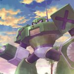  1boy 801jhon arm_cannon clouds cloudy_sky commando_man commentary_request highres male_focus mega_man_(classic) mega_man_(series) mega_man_10 no_mouth outdoors red_eyes robot sky solo weapon 