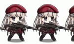 1girl animated animated_gif assault_rifle beret girls_frontline kalashnikov_rifle long_hair military parade rifle