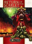  armor bad_end book_cover bracelet breasts cape chain city cleavage collar cover_art demon dragonblooded empress exalted exalted_rpg fire green_eyes green_sun hair_ornament headdress jewelry landscape long_hair long_nails mountain nails necklace red_nails redhead ring scarlet_empress scenery shoulder_pads smoke spikes sun wall yellow_eyes 