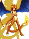  blue_eyes charmander flame kissets moemon personification pokemon redhead tail wings 