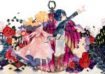  boots butterfly cage dress flower jacket nia_teppelin pink_dress rose shinsaibashih simon tengen_toppa_gurren_lagann tengen_toppa_gurren_lagann:_parallel_works traditional_media watercolor_(medium) young 