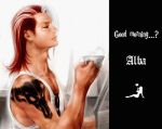  alba_meira_(kof) redhead sunglasses tattoo teacup text 