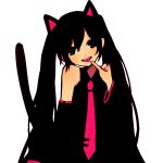  :p animal_ears bad_id black_eyes black_hair cat_ears detached_sleeves hatsune_miku necktie smile solo tamayo tongue twintails vocaloid 
