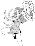  beret china_dress chinese_clothes hat hong_meiling kannazuki_hato long_hair monochrome punching simple_background star thighs touhou 