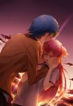  1girl abaraya angel_beats! couple grin highres hinata_(angel_beats!) manly_tears smile spoilers sunset tears yui_(angel_beats!) 