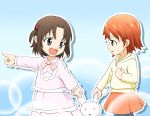  1girl alternate_hairstyle brown_hair couple crossdressinging inami_mahiru kayaku_(banban) orange_hair takanashi_souta trap working!! young 