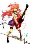  ankle_lace-up cross-laced_footwear demon_tail guitar instrument pink_hair ribbon school_uniform serafuku tail toraman yui_(angel_beats!) 
