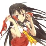  black_hair hakurei_reimu japanese_clothes long_hair miko mimana ribbon sleeveless solo touhou 