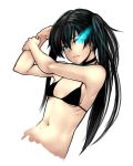  black_hair black_rock_shooter black_rock_shooter_(character) blue_eyes flat_chest long_hair simple_background solo tobimaru twintails 