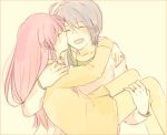  1girl angel_beats! carrying couple good_end hinata_(angel_beats!) hug jacket jewelry kiss pajamas pink_hair princess_carry ring smile spoilers wedding_ring yaruse yui_(angel_beats!) 