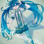 bad_id blue_eyes blue_hair frills gabaisuito-n hatsune_miku like_a_rolling_star_(vocaloid) necktie shorts smile solo suspenders thigh-highs thighhighs twintails vocaloid 