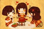  bad_id eating food lowres multiple_girls onigiri rice_ball suzzy 