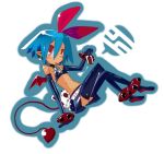  blue_hair bunny cosplay disgaea elbow_gloves etna etna_(cosplay) flat_chest gloves miniskirt original pleinair rabbit red_eyes ribbon skirt tail thighhighs usagi-san wings 