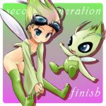  1girl antenna_hair blue_eyes celebi goggles goggles_on_head green_hair lowres moemon panties personification pokemon pokemon_(creature) pokemon_(game) pokemon_gsc tenjou_ryuka thighhighs underwear wings 