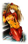  blue_eyes bodysuit cable evangelion:_2.0_you_can_(not)_advance kneeling leaning long_hair looking_away neon_genesis_evangelion orange_hair plugsuit rebuild_of_evangelion shikinami_asuka_langley skin_tight solo souryuu_asuka_langley test_plugsuit togetsuhou 