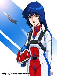  bodysuit flightsuit flying helmet lynn_minmay macross mecha the_super_dimension_fortress_macross vf-1 vf-1j 