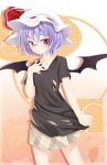  bat_wings bespectacled contemporary glasses hat ichiju lavender_hair ogami_kazuki red-framed_glasses red_eyes remilia_scarlet shirt short_hair solo torn_clothes torn_shirt touhou wings 