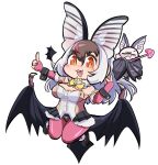  1girl animal animal_ears asihire bat_(animal) bat_ears bat_girl bat_wings brown_eyes brown_hair brown_long-eared_bat_(kemono_friends) elbow_gloves extra_ears fingerless_gloves gloves grey_hair kemono_friends kemono_friends_v_project leotard long_hair microphone pantyhose shoes skirt transparent_background virtual_youtuber wings 