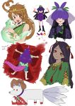 4girls animal bare_shoulders brown_hair circlet comedy dress extra_tails highres himuhino horns lizard_tail long_hair low_twintails messy_hair mitsugashira_enoko_(dog) monkey_tail multiple_girls nippaku_zanmu oni_horns otter_spirit_(touhou) purple_dress purple_hair red_eyes single_horn smile son_biten tail tenkajin_chiyari touhou twintails unfinished_dream_of_all_living_ghost yomotsu_hisami