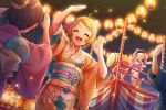 blonde_hair blush closed_eyes d4dj kimono short_hair smile takeshita_miiko