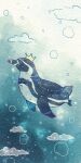  air_bubble animal animal_focus beak bird black_eyes bubble clouds crown haleta highres no_humans original painting_(medium) penguin solo star_(symbol) swimming traditional_media underwater watercolor_(medium) 