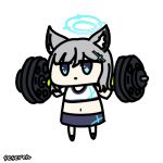 1girl animal_ears animated_gif blue_archive halo seseren shiroko_(blue_archive) weightlifting