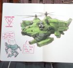  ^_^ absurdres aircraft armored_core armored_core_6 cable cat closed_eyes english_text helicopter highres mecha missile_pod patso_catso photo_(medium) profanity propeller robot speech_bubble traditional_media vehicle_focus white_background 
