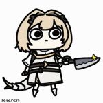 1girl animated_gif knife looking_at_another seseren short_hair