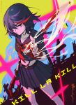  1girl absurdres black_hair copyright_name highres kill_la_kill matoi_ryuuko multicolored_hair navel redhead scissor_blade_(kill_la_kill) trigger_(company) 