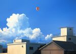 alu.m_(alpcmas) balloon blue_sky building clouds cumulonimbus_cloud day house no_humans original outdoors power_lines scenery signature sky urban 