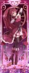  1girl black_ribbon black_thighhighs boots detached_sleeves dress flower framed full_body hair_ribbon hands_up high_heel_boots high_heels high_ponytail highres knee_boots long_hair mahou_shoujo_madoka_magica momonokan09 parted_lips ponytail red_dress red_flower red_footwear red_rose redhead ribbon rose sakura_kyoko sleeveless sleeveless_dress solo standing thigh-highs tiptoes very_long_hair white_sleeves zettai_ryouiki 