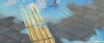  absurdres blue_sky brick_floor clouds cloudy_sky day highres no_humans original power_lines puddle reflection reflective_water scenery sketch sky sunrise_arte utility_pole water 