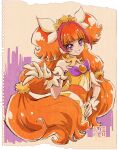  1girl amanogawa_kirara artist_logo commentary_request cure_twinkle dress earrings english_commentary eyelashes gloves go!_princess_precure hair_ornament happy jewelry kamikita_futago long_hair looking_at_viewer magical_girl multicolored_hair official_art orange_dress orange_hair paper_background partial_commentary pink_hair precure signature simple_background smile solo standing star_(symbol) star_earrings streaked_hair twintails two-tone_hair very_long_hair violet_eyes watercolor_background wrist_cuffs 