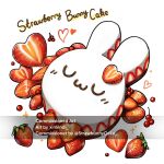  cake cherry commission english_text food food_focus fruit heart highres no_humans original simple_background sparkle still_life strawberry strawberry_slice white_background xindi 