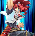  abs aledy_naash belt blue_eyes hpa_(pixiv) male muscle ponytail red_hair redhead solo super_robot_wars super_robot_wars_og_saga_mugen_no_frontier super_robot_wars_og_saga_mugen_no_frontier_exceed 