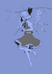  barefoot blue blue_background cirno monochrome profile simple_background takanashi_minato touhou wings 