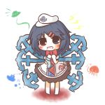  :d anchor barefoot black_hair blue_eyes blush boat bowtie chibi dress hair_ornament hairclip hat heterochromia houjuu_nue if_they_mated jellyfish multiple_wings murasa_minamitsu octopus open_mouth red_eyes short_hair smile snake south114 touhou ufo wings 