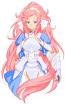  1girl armor blue_eyes dokidoki!_precure kazuma_muramasa long_hair marie_ange pink_hair precure simple_background very_long_hair white_background 
