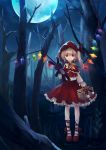  basket blonde_hair bow capelet dress flandre_scarlet forest hood moon nataku39 nature night parody red_eyes short_hair side_ponytail solo stuffed_rabbit touhou tree wings 