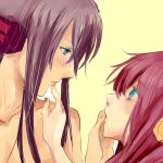  1girl blush couple hands kamui_gakupo male megurine_luka pink_hair purple_hair vocaloid 