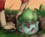  1boy bulbasaur digging dirt kabotya_to_rantan plant planting pokemon pokemon_(creature) pokemon_(game) pokemon_rgby 