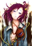  breasts collarbone headband heart heavyweather komeiji_satori open_clothes open_shirt purple_hair sideboob touhou violet_eyes 