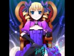 crossed_legs cup drill_hair gloves kantaka koihime_musou sitting sousou thighhighs throne twintails wine_glass 