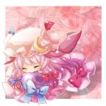  :&gt; animal_ears bow chibi closed_eyes crescent dog_ears dog_tail hair_bow hair_ribbon happy hat kemonomimi_mode patchouli_knowledge purple_hair ribbon shiny tail touhou yuya_(night_lily) zoom_layer 